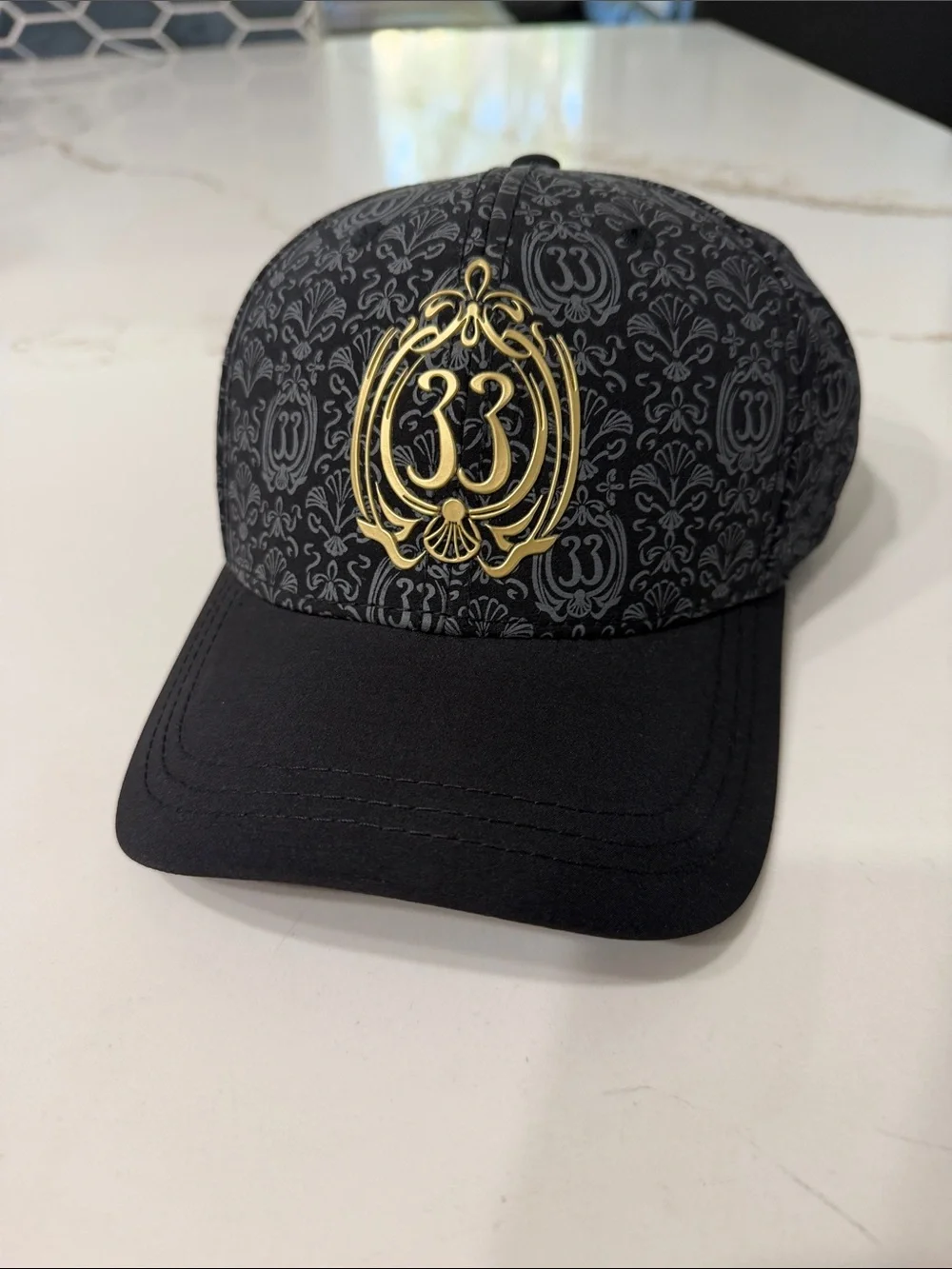 NWT Rare Disneyland Club 33 Haunted Mansion Black & Grey Gold Logo Hat | OS
